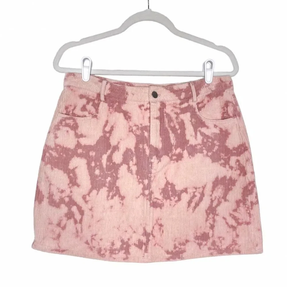 Le Lis Tie Dye Print Corduroy Mini Skirt Pink Size Large Club Concert Y2K New